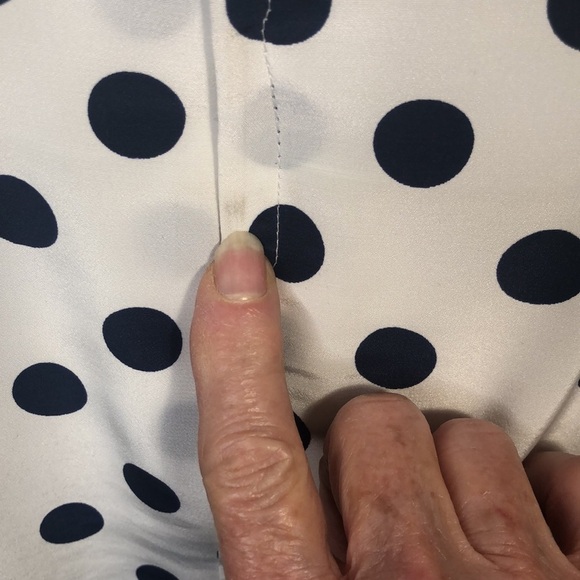 TRUE VINTAGE Hand Made Cream with Navy Dots Short Sleeve Sheath Dress - Picture 13 of 16